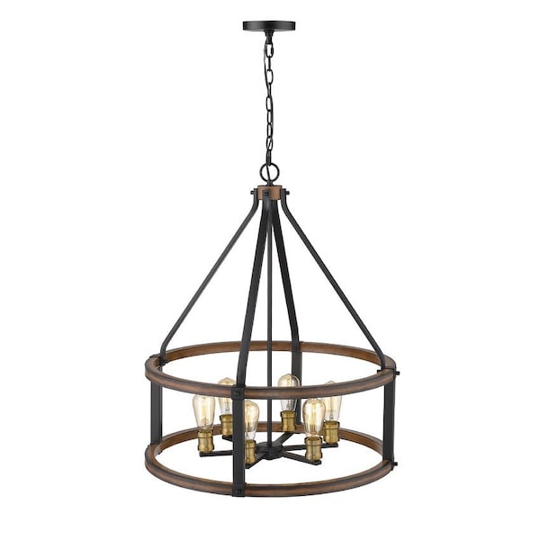 Kirkland 6 Light Pendant, Rustic Mahogany